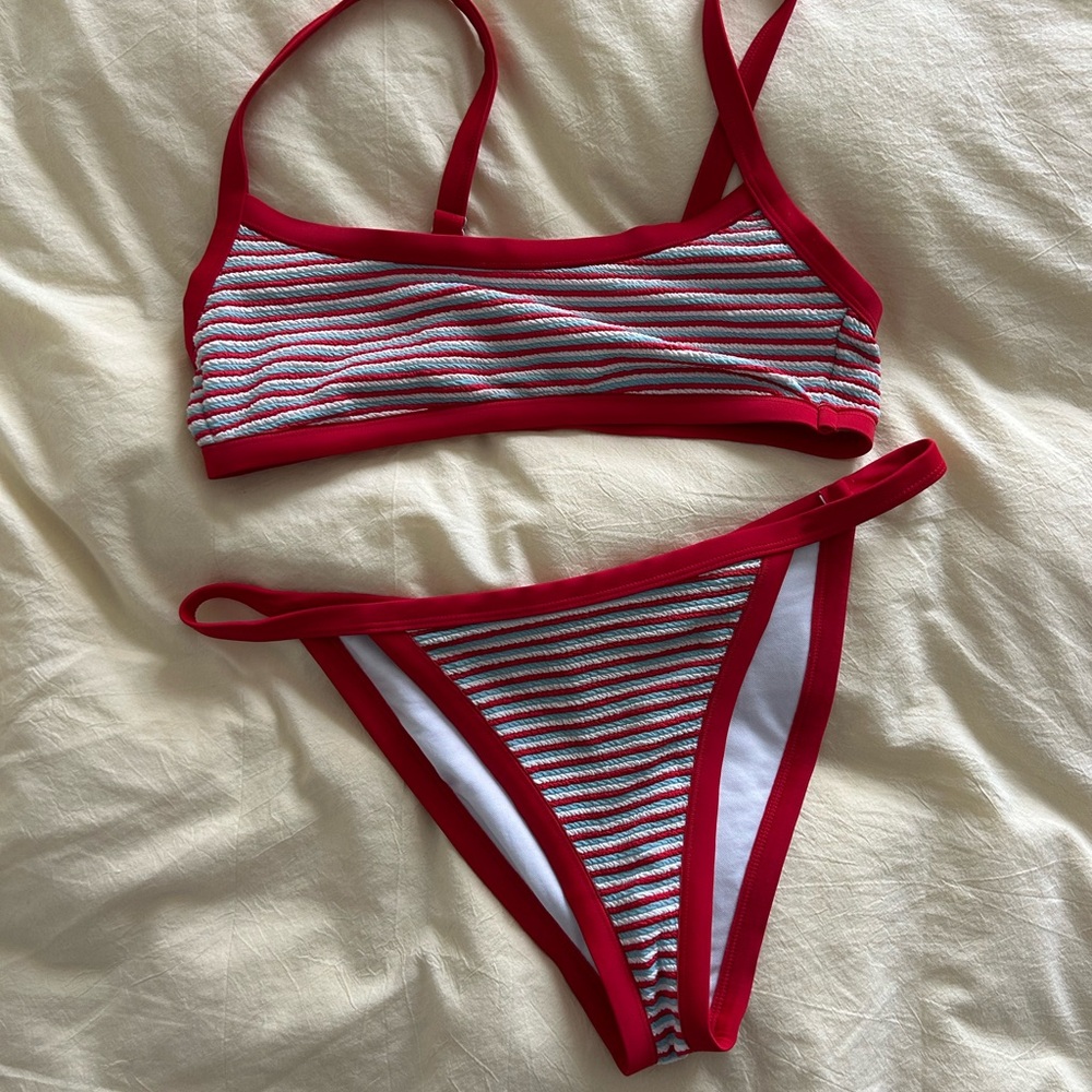Striped red and blue Bikini Set